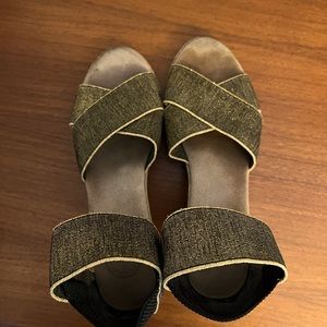 Gold wedge sandals